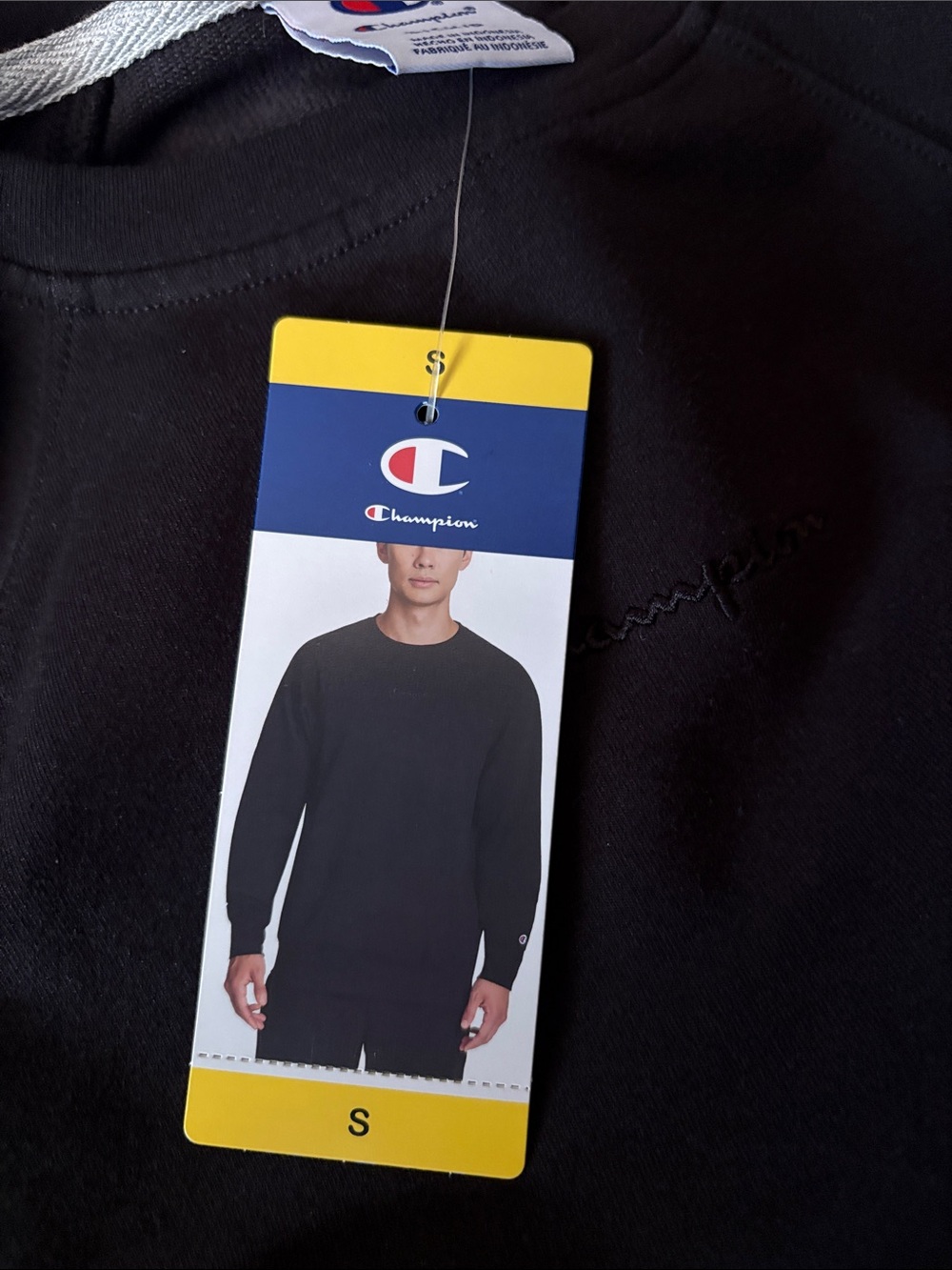 Champion Black Crewneck Sweatshirt with Subtle Script Logo